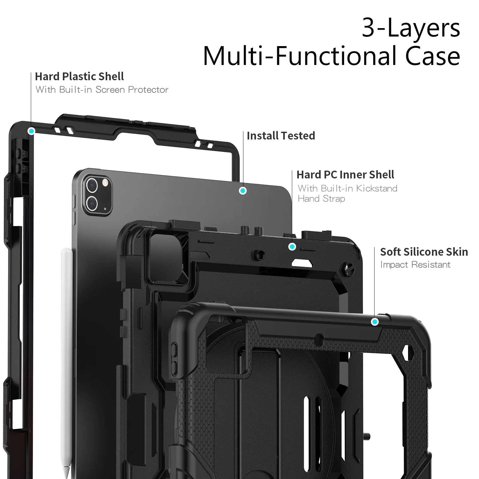 Capa para Tablet Ipad Air 10.9 10th Generation Cases Tela Pet e Strap Ipad Pro 11 12.9 Polegadas m2 2023 2023 2023 - Imagem 6