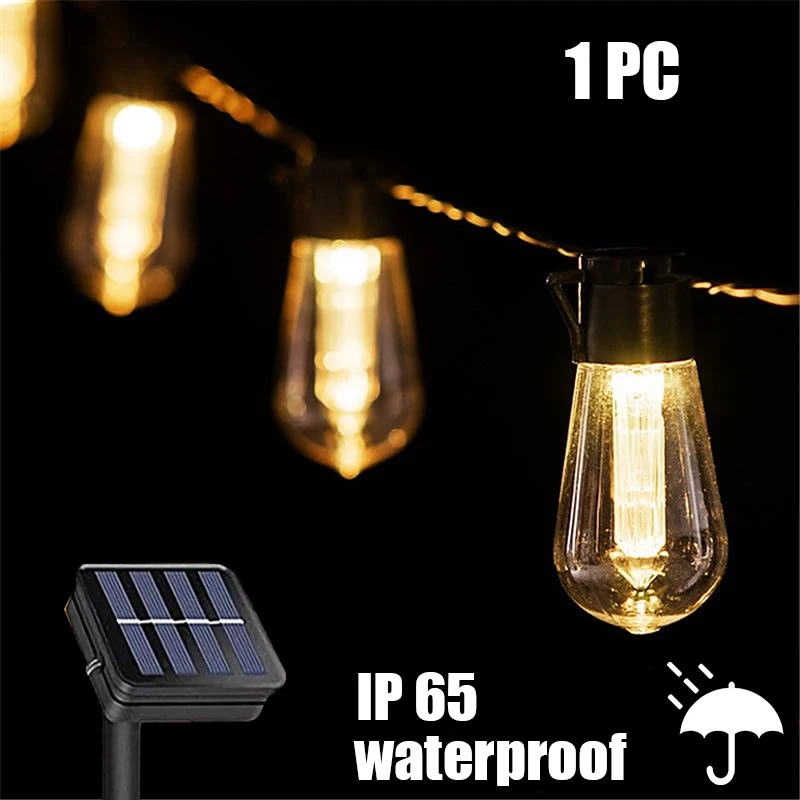 solar yard lights 1~2PCs Vintage LED Solar Outdoor Lights String IP65 Waterproof 2022 Christmas Decoration Bulb Garland Garden Party Fairy Lamp outdoor solar lanterns Solar Lamps