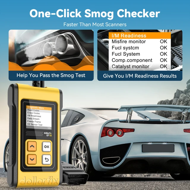 DollarFix EF18 OBD2 Scanner Automotive Car Diagnostic Tool ODB2 Code Reader Erase Error Codes O2 Sensor Readings OBD 2 Scanner 6