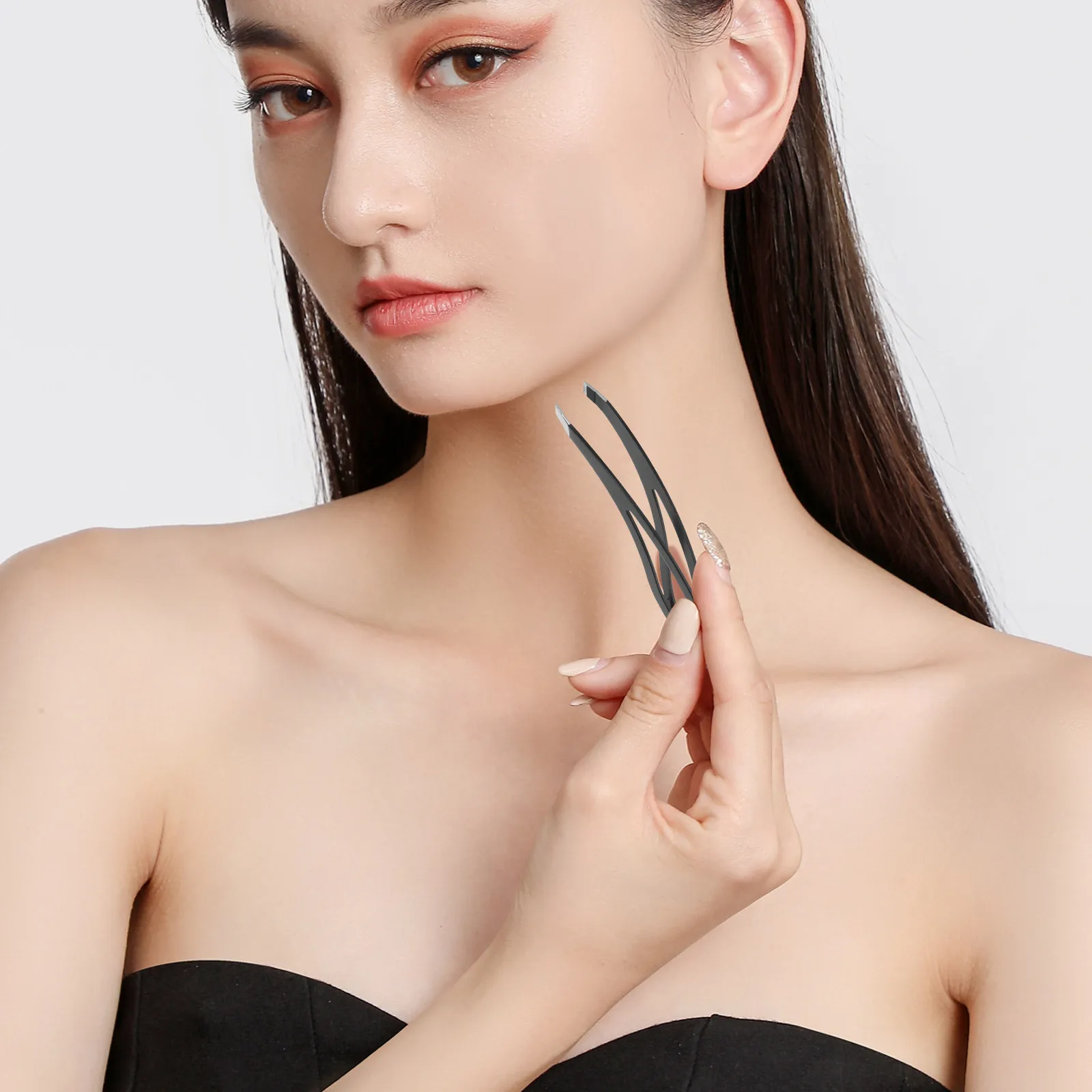 스테인리스 스틸 눈썹 족집게 사선 팁 클립 디자인 정밀 눈썹 제모 도구 (남녀공용)
