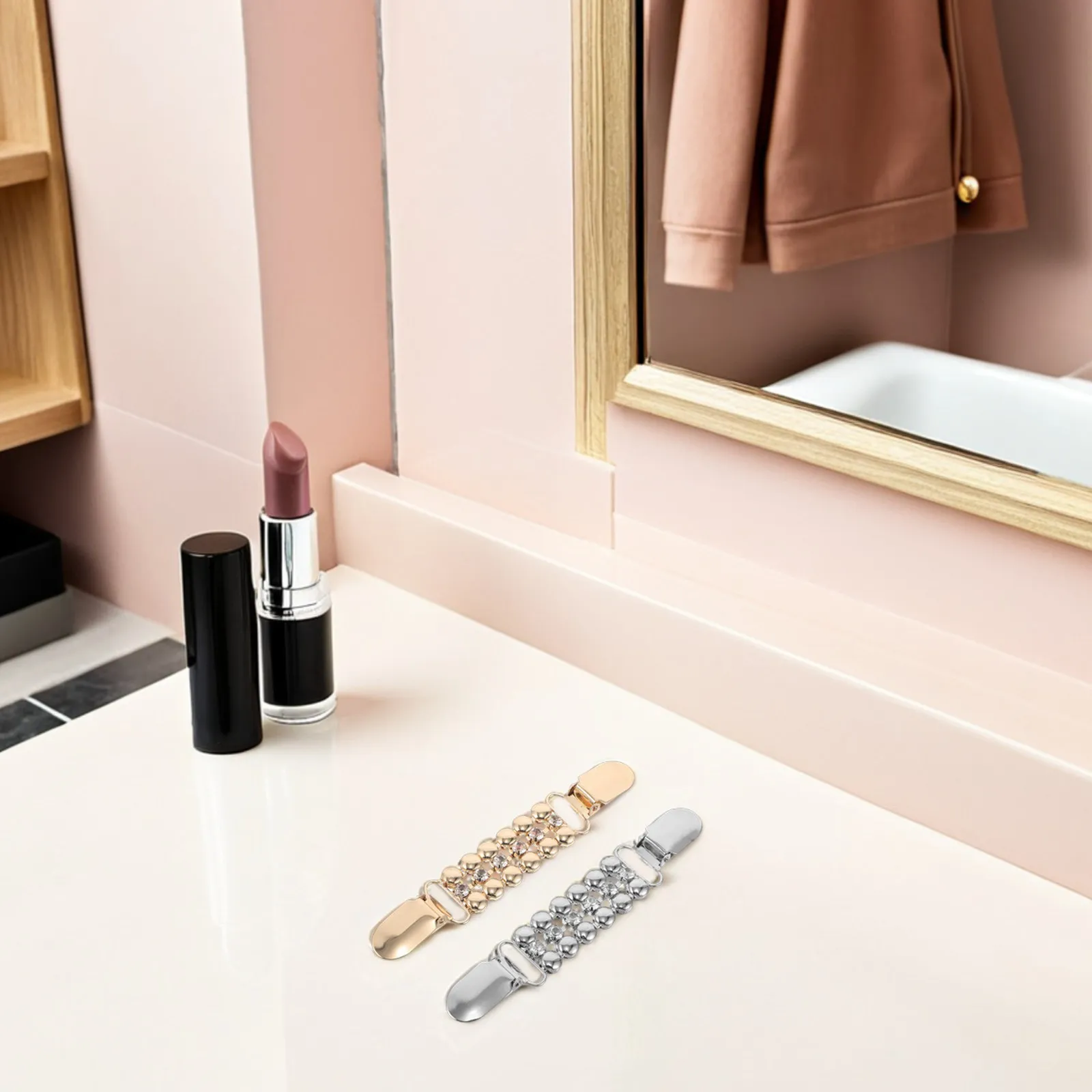 4개 세트 라인스톤 스웨터 클립, 우아한 화이트 골드 빈티지 허리 드레스 신처, 가디건 숄 칼라 조절 클립, 여성 의류용