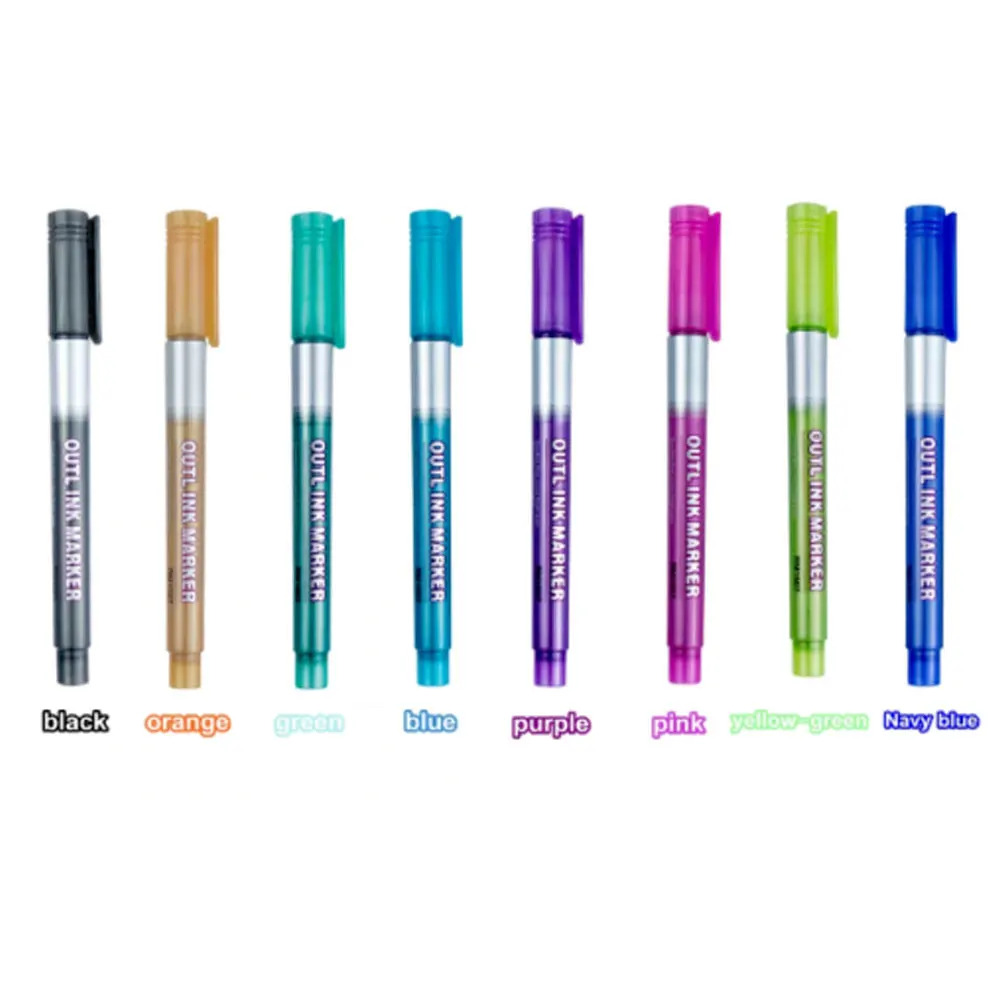 금속 이중선 아트 마커 아웃 라인 펜, 서예 레터링 스크랩북용 문구 아트 드로잉 펜, 1  10 개 색상