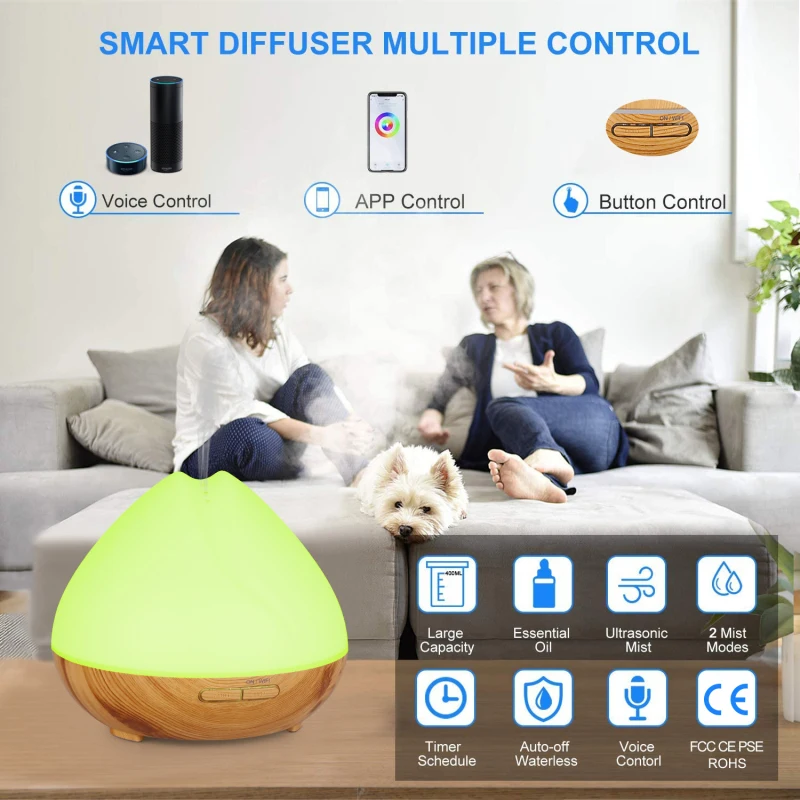 Tuya WiFi Smart Humidifier With Light Essential Oil Diffuser Aromatherapy  Air Humidifiers Ultrasonic Humidificador Alexa Google