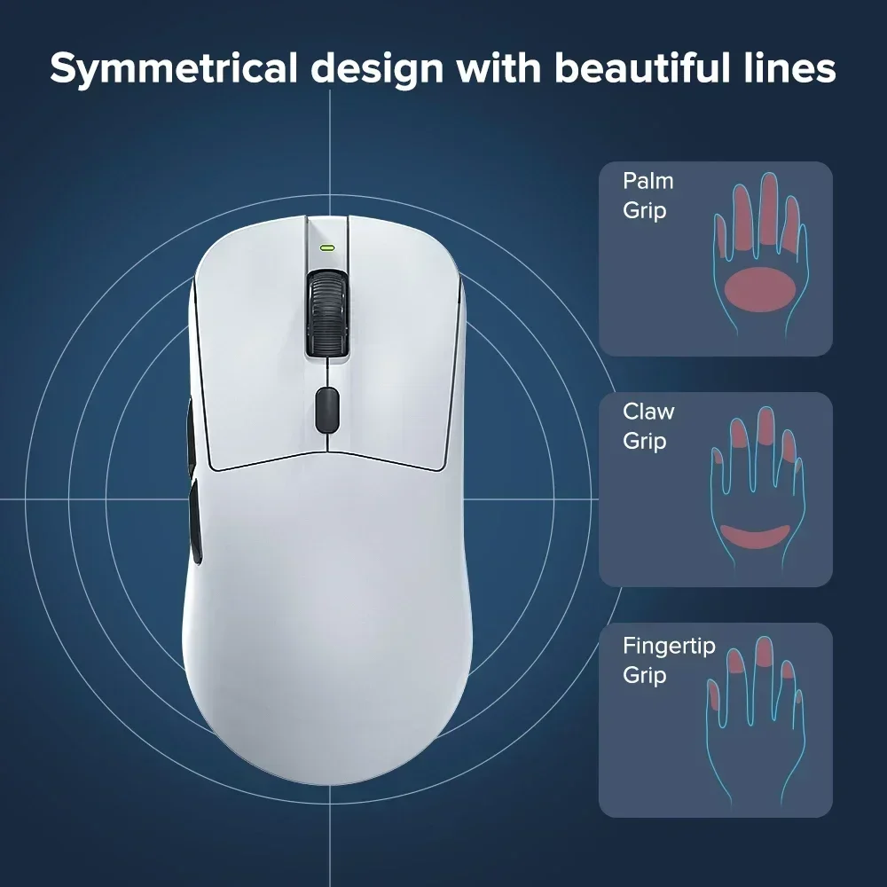 Kysona M6178khz Wireless Bluetooth Lightweight Gaming Mouse PAW3395 26000DPI Low Latency Rechargeable Wired Gaming Mouse