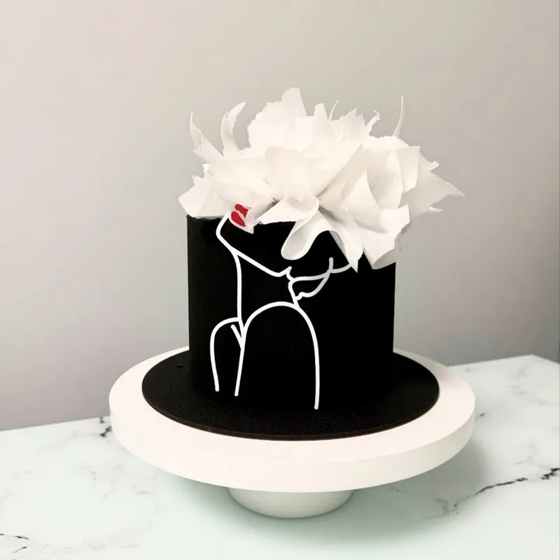 Neue Line Girl Happy Birthday Tortendekoration Gold Acryl Abstrakte Kunst für Hochzeit Mädchen Party Tortendeko Backzubehör – Detail 9