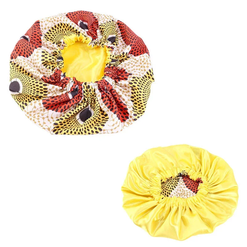 Extra Large Satin Women Beauty African Print Bonnet Sleep Night Cap Head Cover Elastic Chemo Caps Hair Loss Headscarf Hat Wraps 2