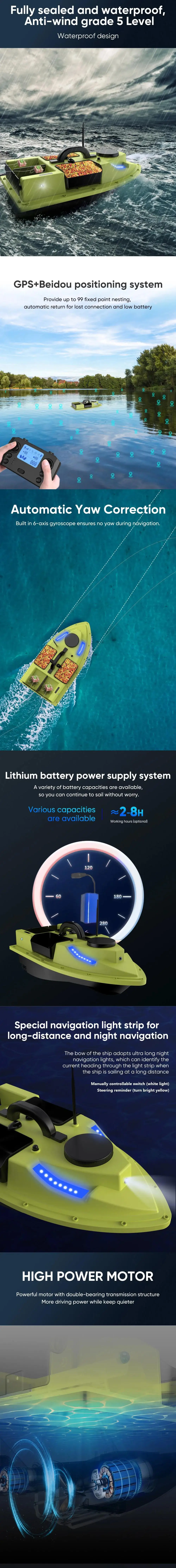 Description Picture 3 of item600m 4 Bait Containers Fishing Bait Boat with GPS Night Light  2KG Loading Support Automatic Cruise/Return/ Route Correction