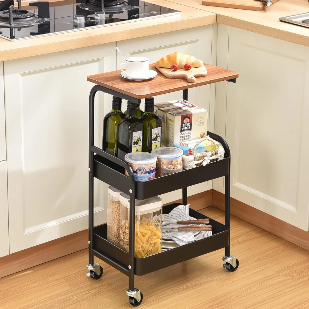 Ultra Thin Mobile Trolley Waterproof Multi-purpose Rust Proof Modern and Simple Household with Wheels Multi-layer Storage Rack storage rack,rolling storage cart
