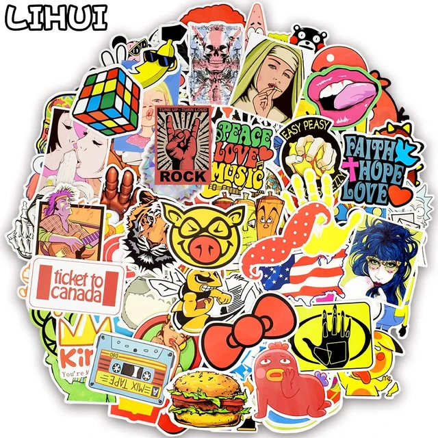 500 PCS Random Sticker Mixed Funny Cartoon Anime Stickers Decals for Laptop  Skateboard Luggage Car Guitar JDM Graffiti DIY Toy - AliExpress