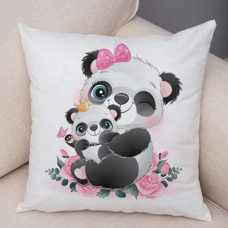 Cuscini Decorativi Anime Con Panda E Gatti - Federe Morbide Per Letto E Divano (2 Pezzi) - Foto 2