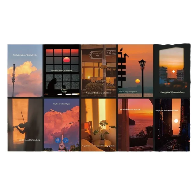Filled with The Atmosphere of Cards and Postcards with Self-adhesive Decorations on The Bedroom Wall As The Background 5