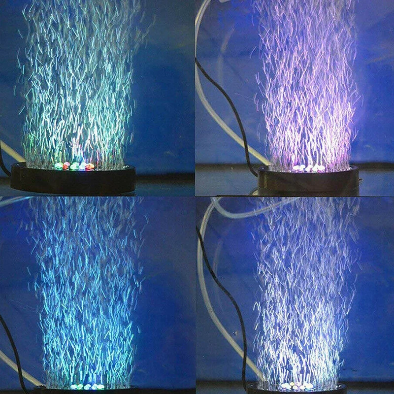 Aquarium LED Lamp Submersible Underwater Fish Tank Light Color Changing Air Light Bubble 6pcs Making Oxygen