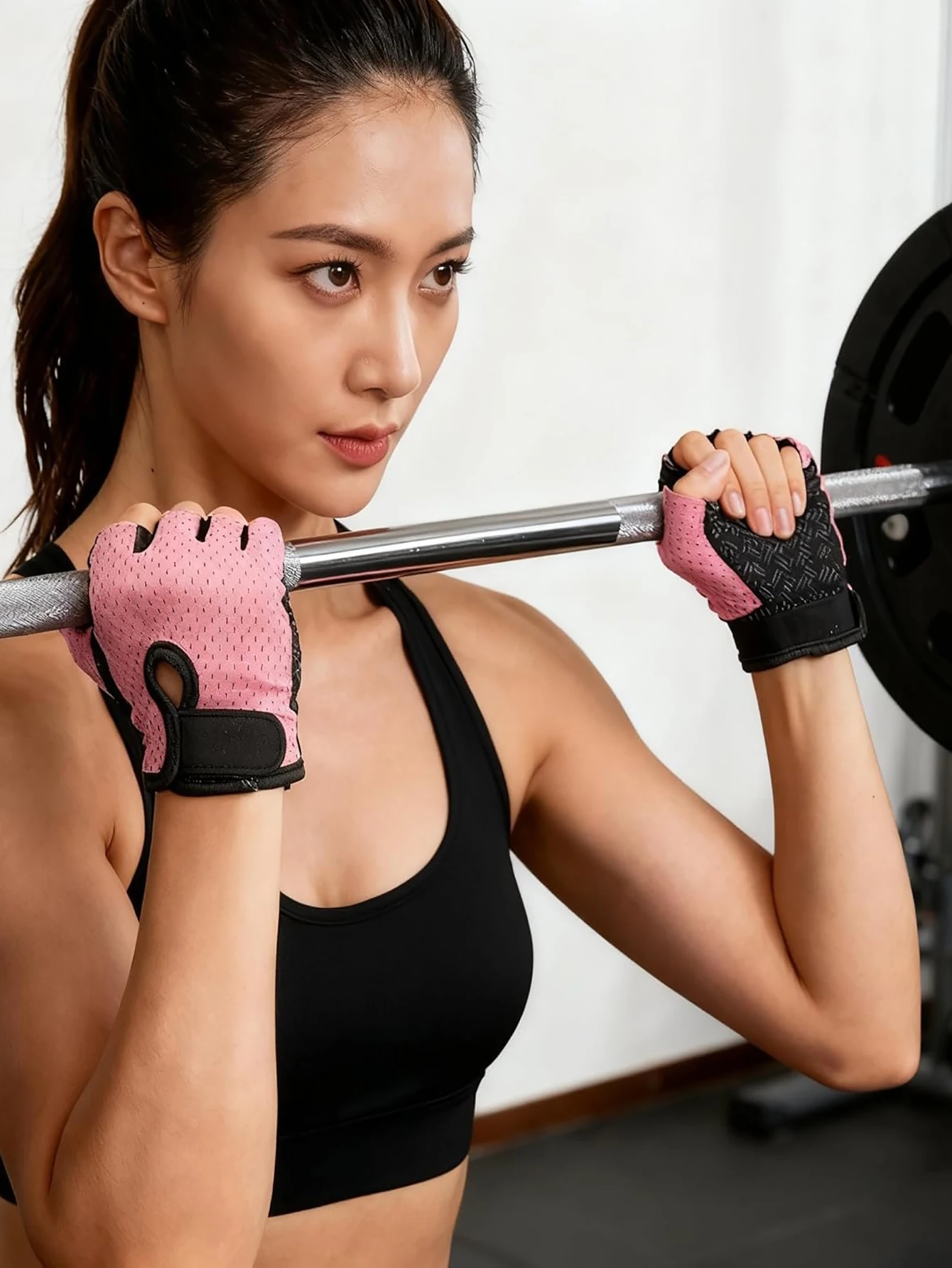 Halbfinger-Trainingshandschuhe, atmungsaktives Mesh, rutschfeste Handflächenunterstützung, verstellbares Handgelenkband für Männer und Frauen, Fitness, Radfahren, Training – Detail 2