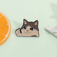Thumb Up Crying Cat Enamel Pin Kawaii Humorous Animal Brooch Lapel Backpack Badge Funny Jewelry Gifts For Cat Lovers Friends 2