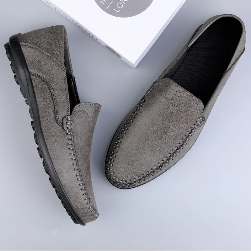 Split Leather Men Loafers Slip On Flats Casual Shoes For Men Moccasins Super Soft Men Footwear For Summer And Spring