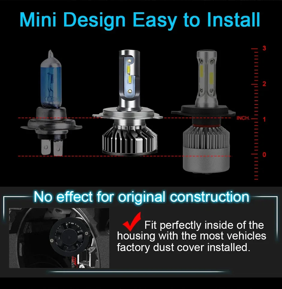 LED Headlights Car Light Bulbs H1 H3 H4 H7 H8 H11 HB3 9005 HB4 9006 130W 120000LM 6000K