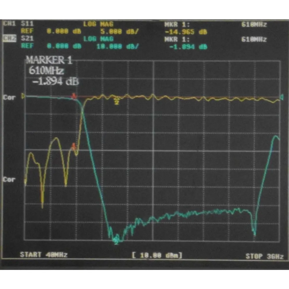 610MHz 9 차 로우 패스 필터, 작은 볼륨의 개별 LC 부품, SMA 인터페이스