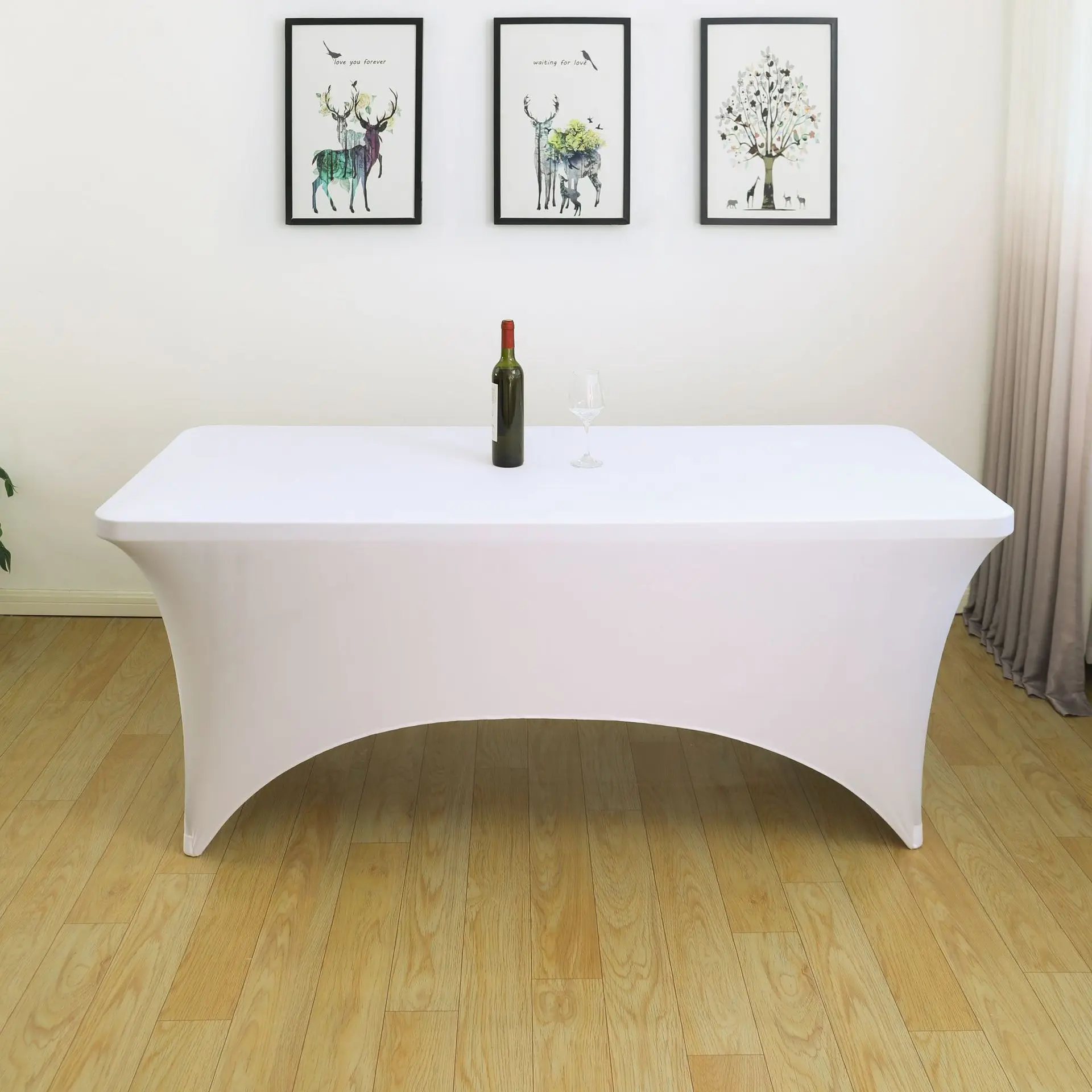 

6ft Spandex Stretch TableCloth 1-20pcs Rectangular Fitted White Table Cover Wrinkle Resistant for Hotel Banquet Wedding Party