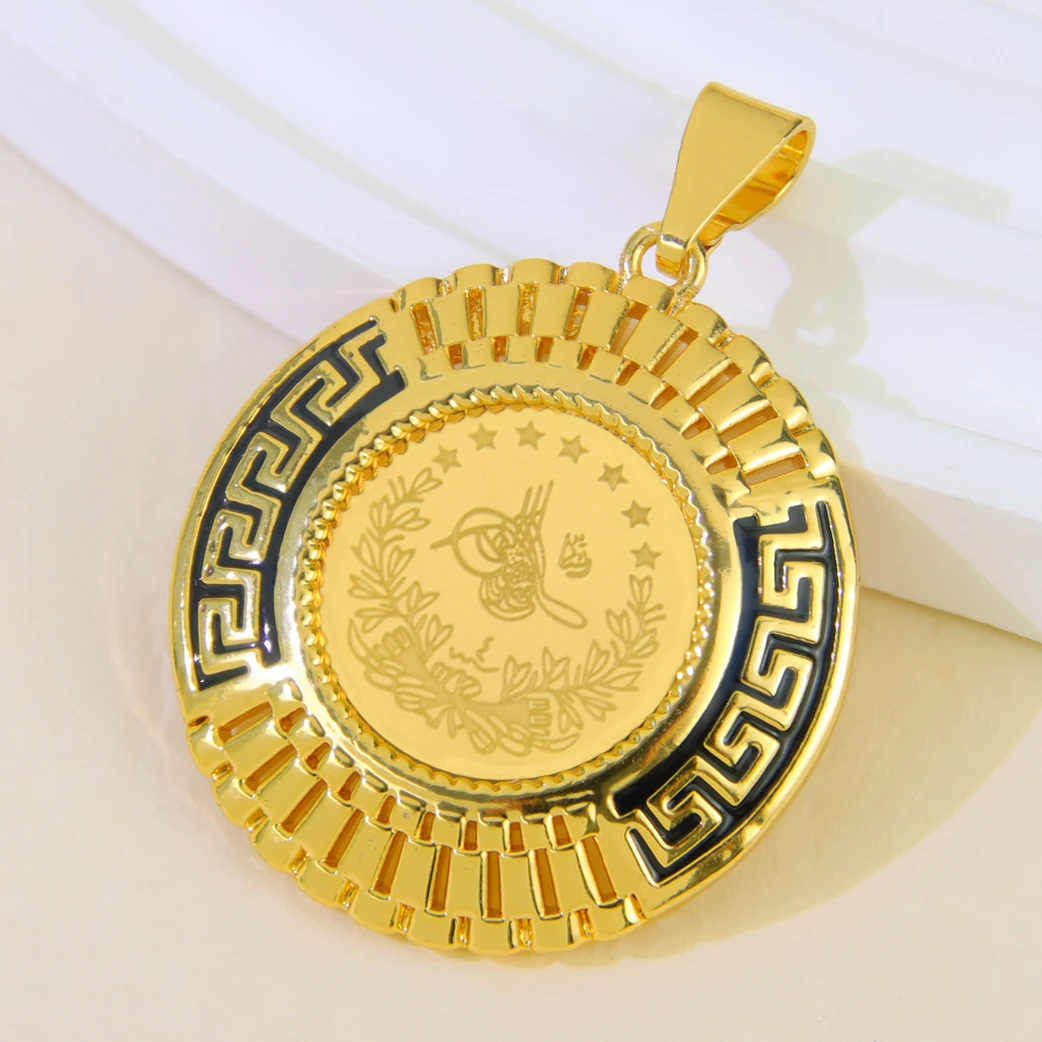 Luxus Arabisch Gold Farbe Halskette Anhänger 21k Gold Überzogene Dubai Mode Ramadan Halskette Anhänger Oman Braut Hochzeit Schmuck – Detail 12