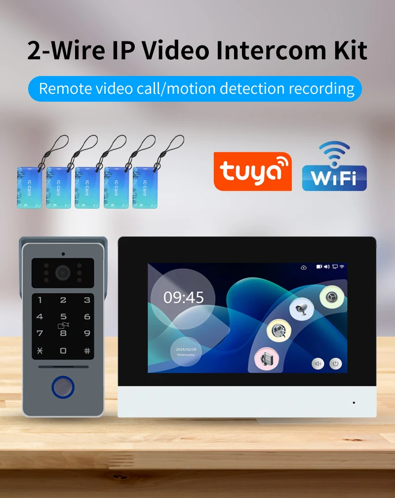 Front view of the Tuya video doorbell mounted on a wall