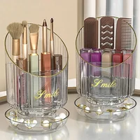 2025Makeup Storage Bucket 360° Rotating Transparent Simple Lig t Luxury Cosmetics Brush Lipstick Holder Stationery Organizer Box 1
