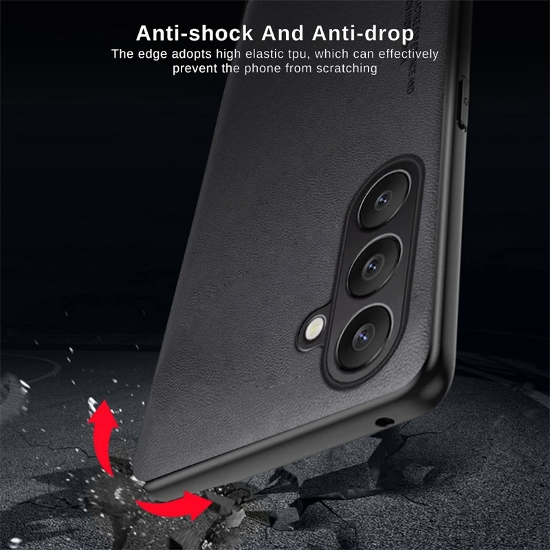 Premium Plain Leather Phone Cover with TPU Soft Edge - Shockproof Coque