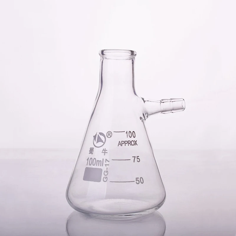 Filtering Flask Narrow Neck with Graduations Capacity 50mL-10000mL Triangle Flask with Tubules Filter Erlenmeyer Bottle