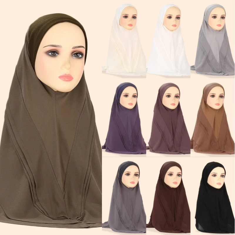 One Pieces Women Amira Headwear Malaysia Headscarf Muslim Islamic Instant Hijab Headwrap Turban Shawls