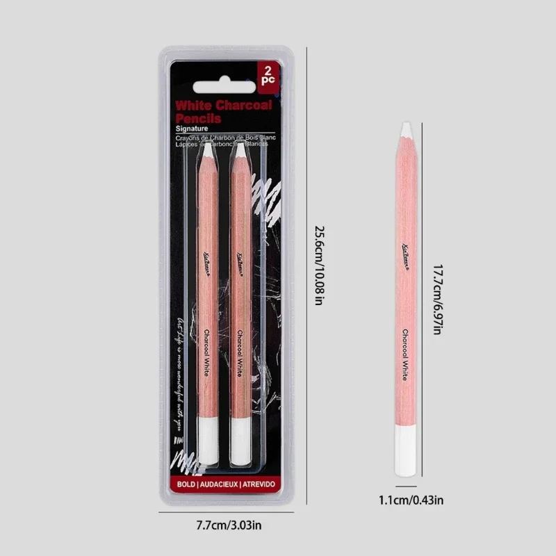 2/3 Pcs White Charcoal Pencils Highlight Pencil Drawing White Pencils Sketch Art Supplies for Students Hobbyists