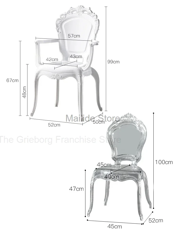 Sillas de comedor simples transparentes, muebles de cocina creativos, silla de comedor de cristal acrílico para el hogar, taburete de estilo Palacio de diseñador