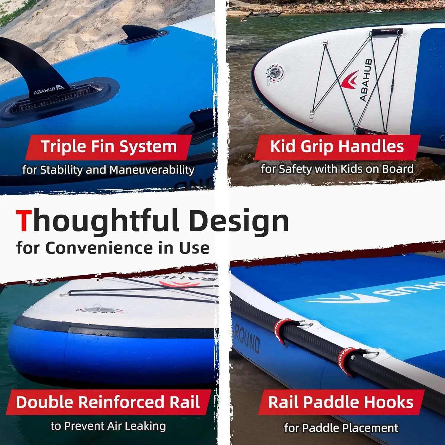 Inflatable SUP, Wide 10'6" x 31"/34" x 10'6" , Blue with Adjustable SUP Kayak Paddle, for Yoga, P