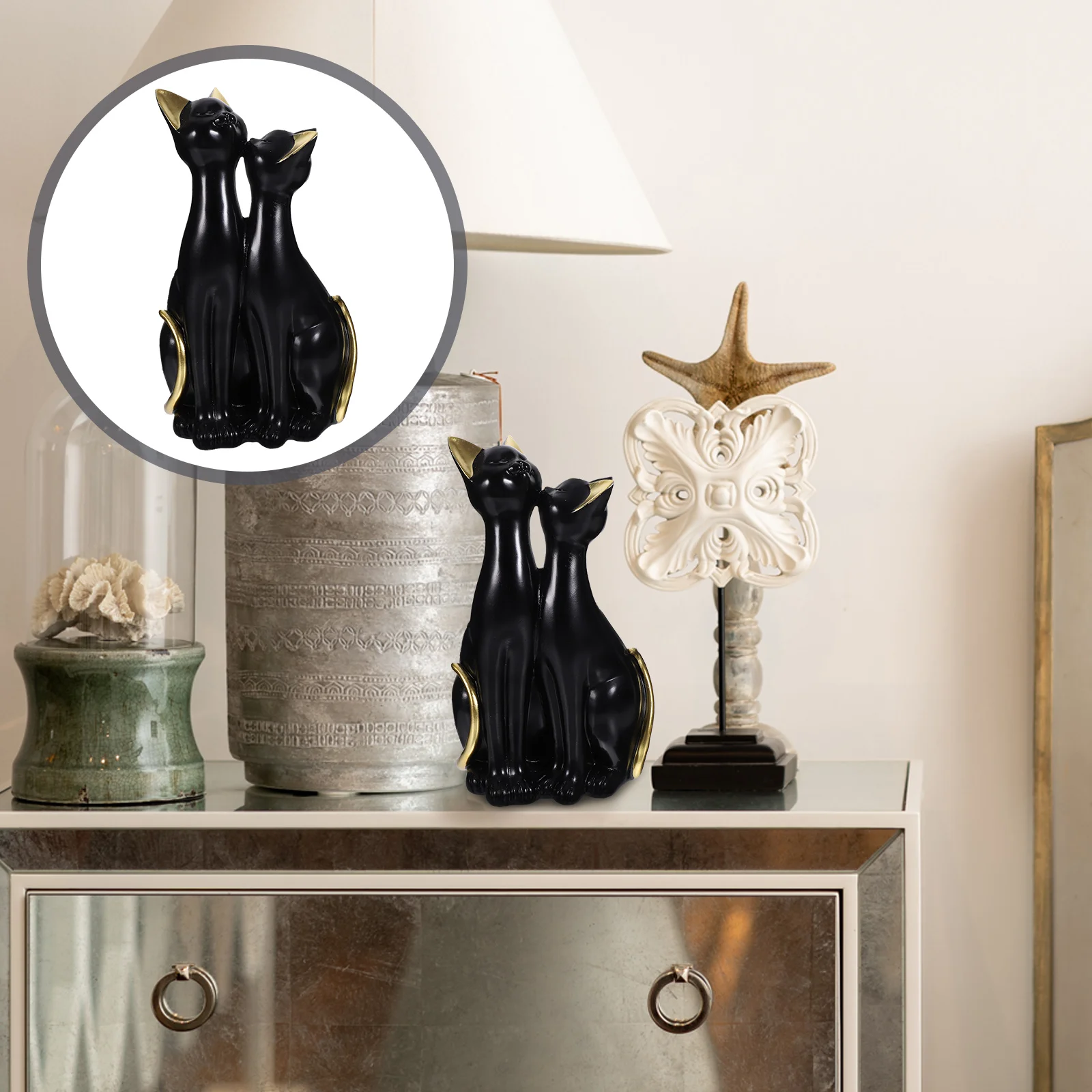 

Simple Creative Abstract Couple Cat Decoration Crafts Animals Figures Decorations