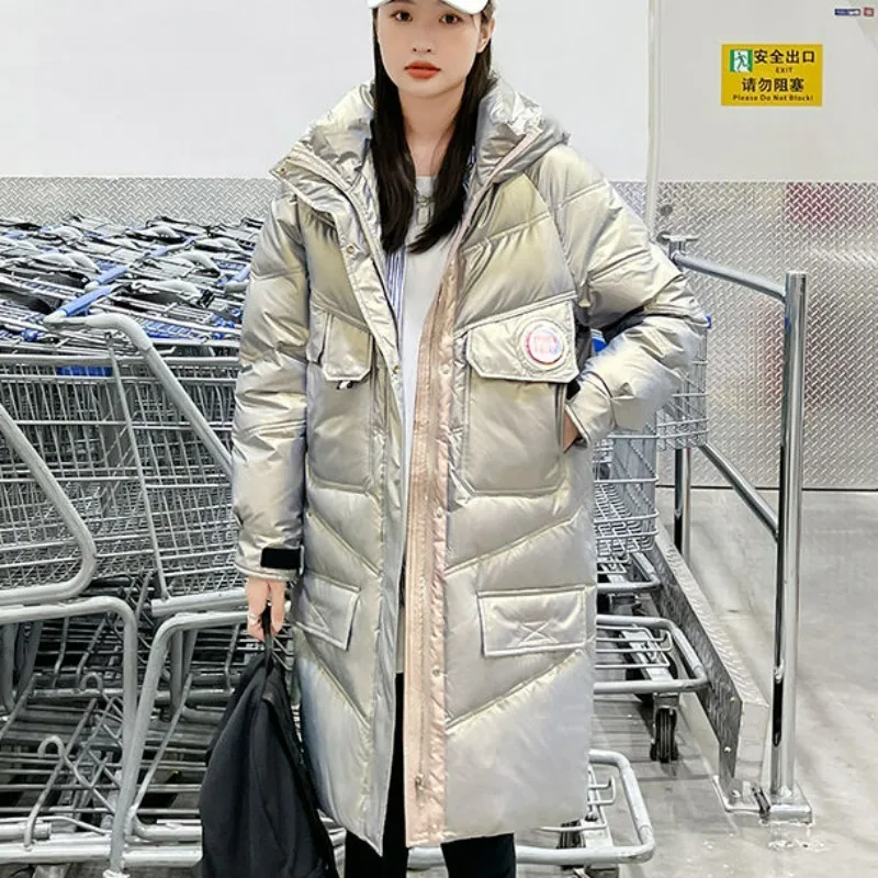 2023 New Women Down Jacket Winter Coat Female Mid Length Version Parkas Loose Thick Outwear Hooded Fashion Slim Fit Overcoat fdfklak korean fashion slim mid length hooded mother s wear plus size jacket women oversized female coat winter manteau femme