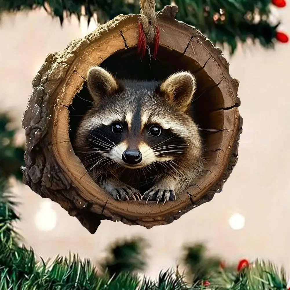 Animal Christmas Ornaments 2D Acrylic Forest Animal Ornaments Cute Christmas Tree Pattern DIY Tree Decoration