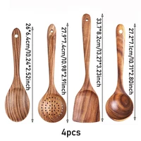 Ustensiles de cuisine en bois, 4 pièces, cuillères de cuisine en bois, outils en bois durables résistants à la chaleur pour la cuisson 2