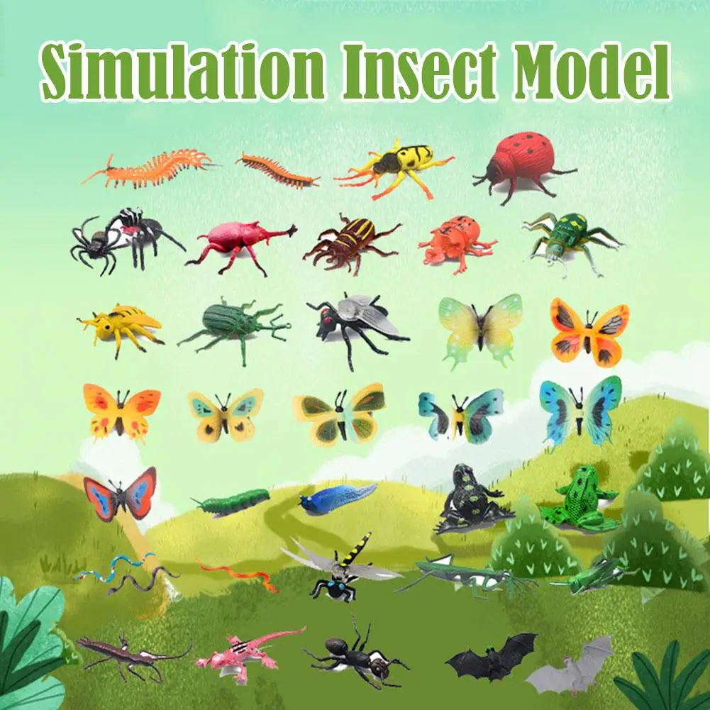 PVC Simulation Insect Model Toy Dragonfly Butterfly Material Scorpion Model Safe Educational Children's Toy Simulation Frog M2G7