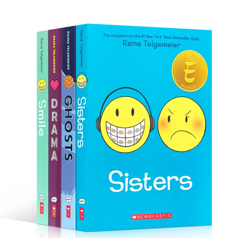 

MiluMilu 4Pcs Smile / Drama Sisters Ghosts Buku Full Color ComiCs Growth Story Drama