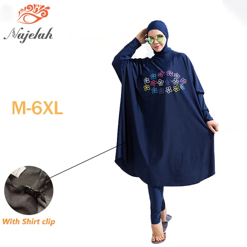 Burkini Muslim Full Cover Ups For Swimwear Women Hijab Modest Swimsuit Islamic Long Sleeve Swimming Plus