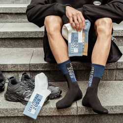 Basketball Socks Men Letters 2008 Cotton Fashion Harajuku Deodorant Sports Socks Print Korea Street Hiphop Long Socks Popsocket