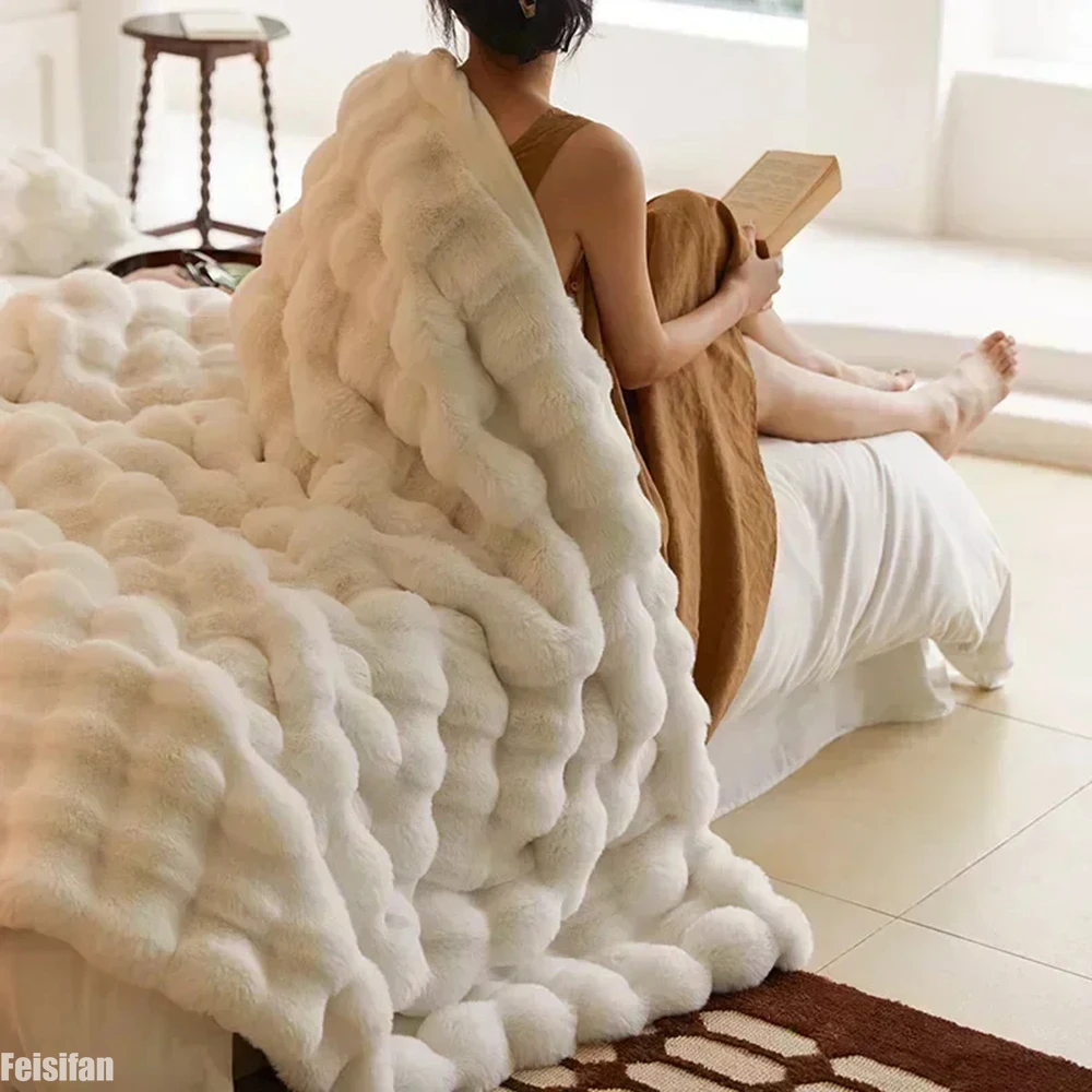 

Thicken Imitation Fur Blanket for Winter Luxury Warmth Super Comfortable Blankets for Beds High-end Warm Winter Blanket for Sofa