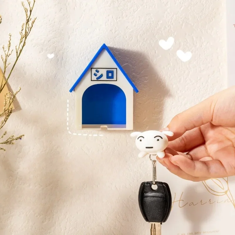 Wall White Dog Key Holder Creative Doghouse Car Key Storage Rack Shiro Puppy Keychain Shelf House Decoration Entrance Organizer 6