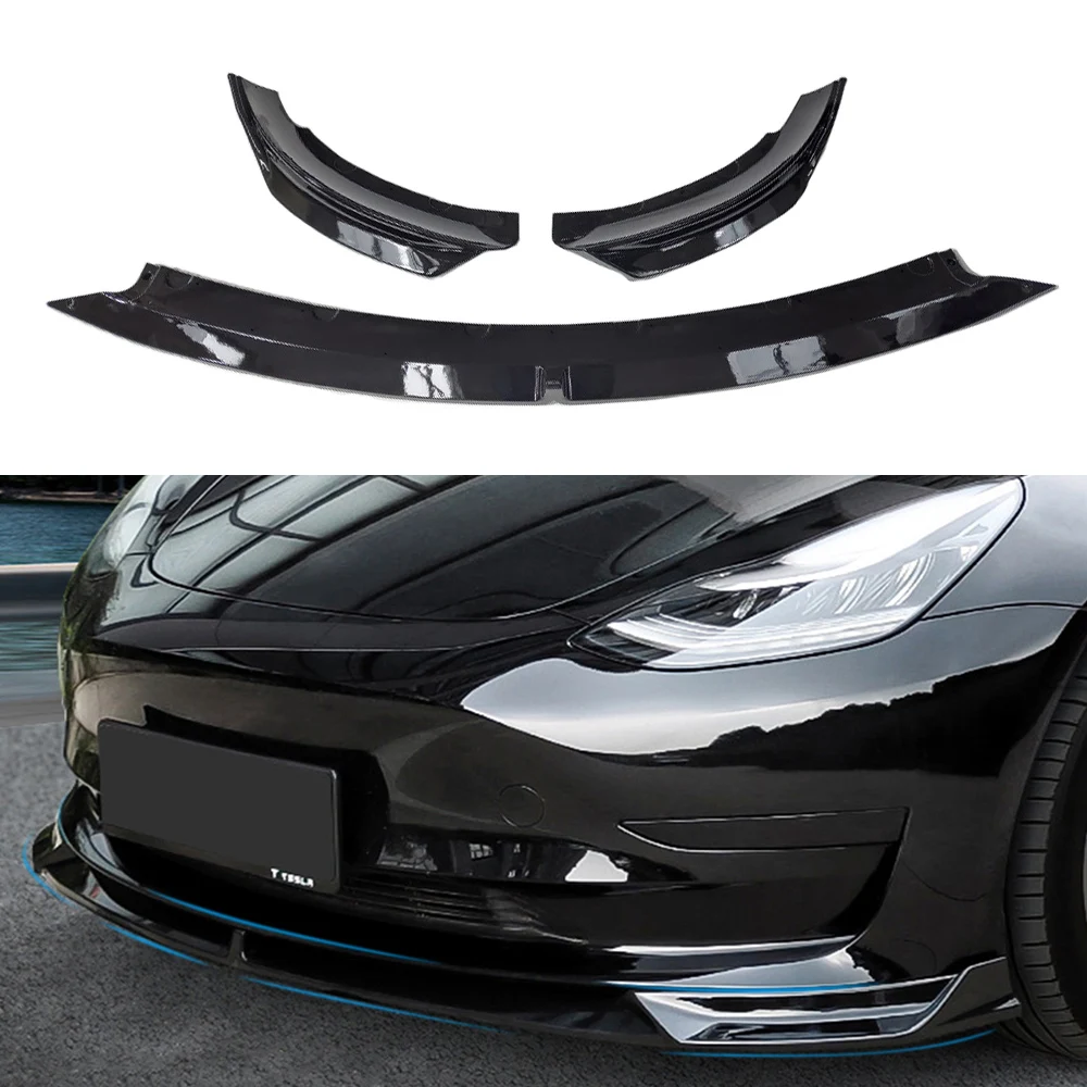 For Tesla Model 3 ModelY Front Bumper Surrounding Front Lip ABS Carbon Fibre Front Shovel Cover Exterior Modification Refitting