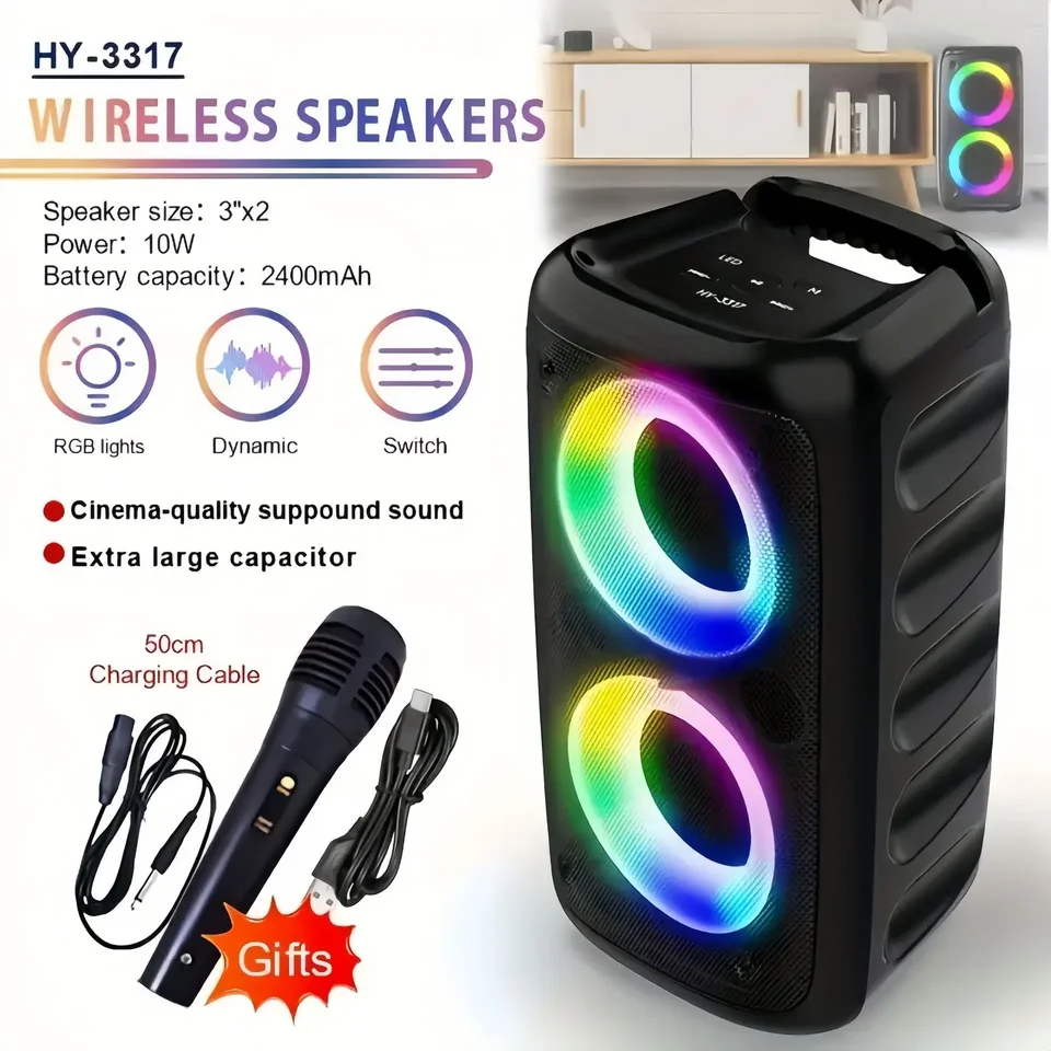 Wireless Karaoke Bluetooth Speaker With Microphone And Led Light_voghion.com