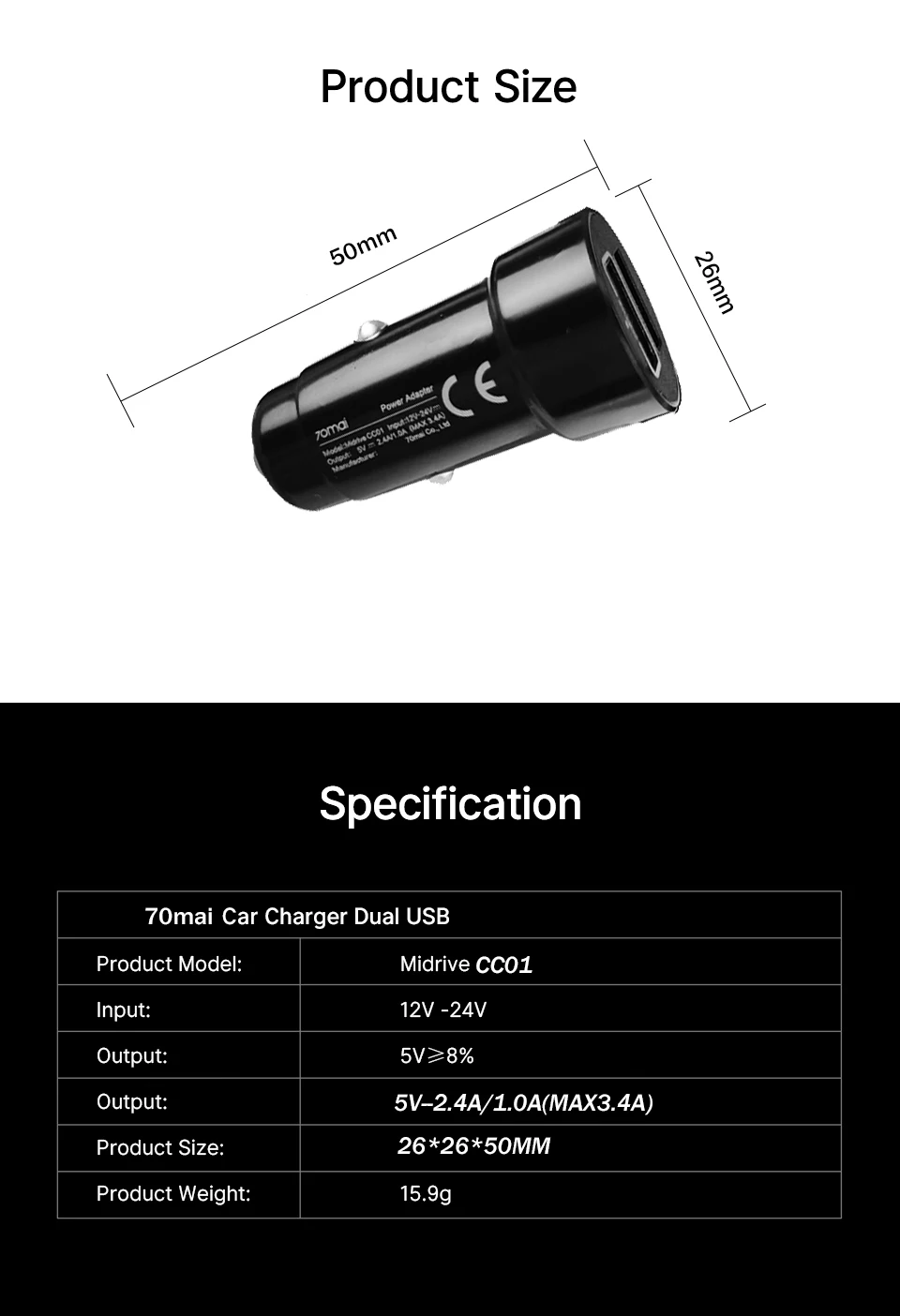 Per 70mai Omni X200 cavo di ricarica per 70mai Omni X200 e M500 70mai cavo USB di tipo c per DVR per auto