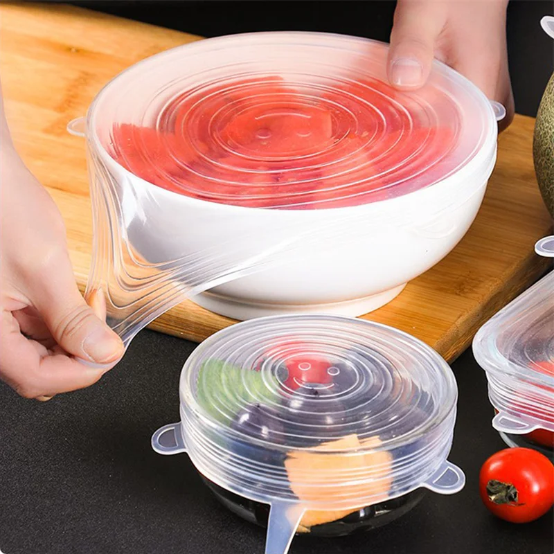 Reusable Food Lids Storage Covers for Bowls Elastic Platel Microwave Caps Kitchen Accessories