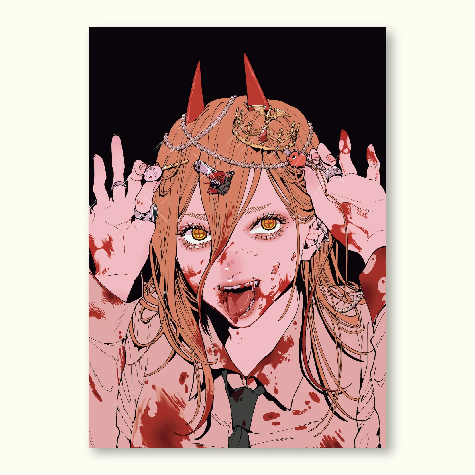 Chainsaw Man Manga Style Frameless Canvas Art Print - High-Quality Anime Wall Decor