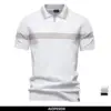 ‌2025 Men's Slim Fit Solid & Striped Business Casual Polo Shirts Breathable Short Sleeve Comfort Top for Office Social Summer