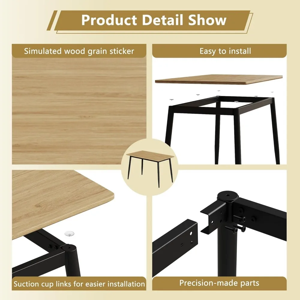 Small Dining Table Set for 4,47'' Wooden Modern Dining Table and Chairs Set with 4 Chairs,5 Piece Wooden Dining Table Set 6