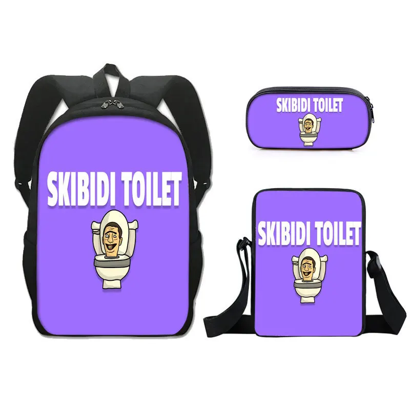 

Skibidi Toilet Toilet People Print Primary School Student Three-piece School Bag Large Capacity Polyester Backpack