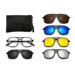 2022 New Mirror Magnetic Attraction Polarized Sunglasses 6 Iin 1 Clip Cycling Glasses Dazzling Polaroid Men Sunglasses Women